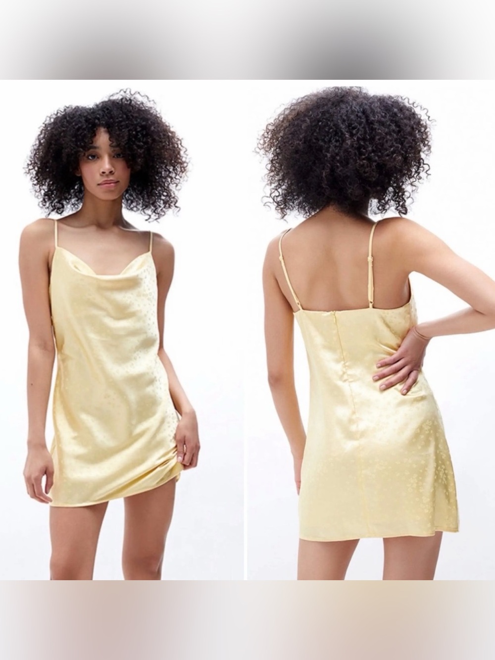 LA Hearts Butter Yellow Satin Mini Dress